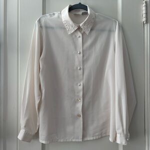 Vintage Koret Blouse, Embellished Embroidered Beaded Collar, Size 12